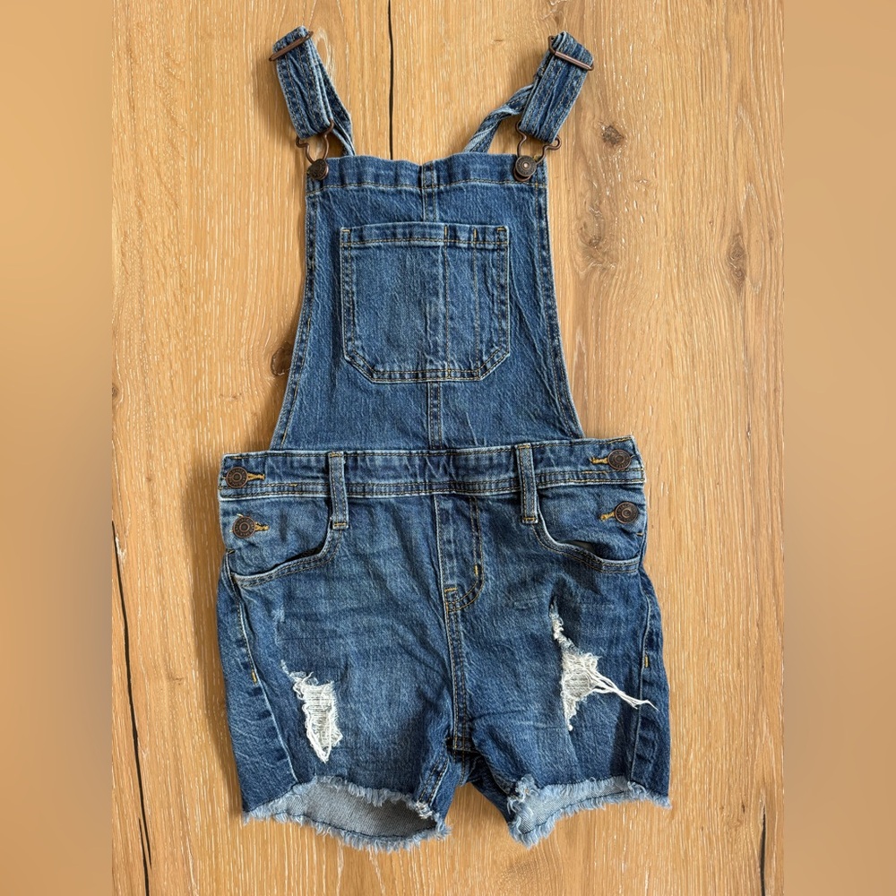 Cat & Jack Blue Distressed 90s era Kids Overalls